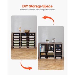 VEVOR Ξύλινος Οργανωτής Λογοτεχνίας 27 Θέσεων Μαύρο-Γκρι WJJEKBHB5G...