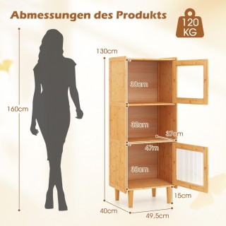 Costway Γοητευτικό ντουλάπι αποθήκευσης με 3 διαμερίσματα από μπαμπ... Costway Γοητευτικό ντουλάπι αποθήκευσης με 3 διαμερίσματα από μπαμπ...