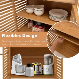 Costway Ντουλάπι Μπάνιου από Μπαμπού με Αποθηκευτικό Χώρο και Αφαιρ...