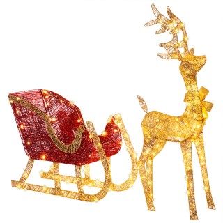 BAKAJI Τάρανδος Ρένα με Φωτιζόμενο Έλκηθρο Εξωτερικού Χώρου 8 Λειτο...