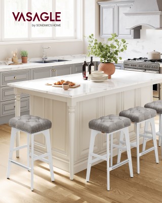 Σετ 2 Σκαμπό VASAGLE, 66cm, Ξύλινα Πόδια, Δερμάτινα, Γκρι Σετ 2 Σκαμπό VASAGLE, 66cm, Ξύλινα Πόδια, Δερμάτινα, Γκρι