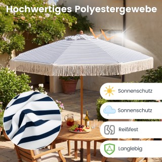 Costway Ομπρέλα κήπου 2 μ. με κρόσσια, 6 ακτίνες και μεταλλικό ιστό...