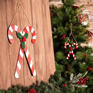 Villa dEste Home Ξύλινο Χριστουγεννιάτικο Διακοσμητικό Μπαστουνάκι ...