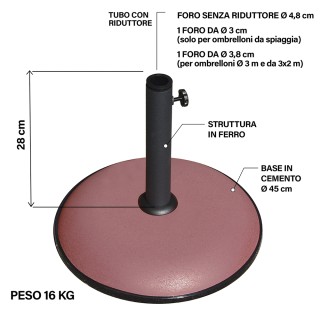 Galileo Βάση για ομπρέλα από σίδερο και τσιμέντο 16 kg τερακότα Est...