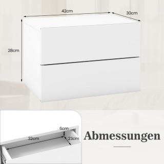 Costway Επιτοίχιο Κομοδίνο 42 x 30 x 28 cm με 2 Συρτάρια για Στερεο...