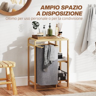 HOMCOM Καλάθι Απλύτων με Αποσπώμενη Τσάντα και Ράφια από Μπαμπού, ... HOMCOM Καλάθι Απλύτων με Αποσπώμενη Τσάντα και Ράφια από Μπαμπού, ...