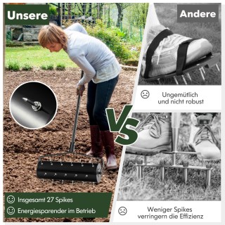 Costway Χειροκίνητος Αεριστής Γκαζόν με Χερούλι & Καρφιά 53 x 130 ε...