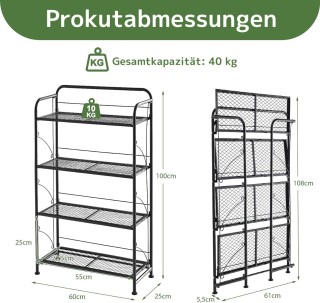 Costway  Πτυσσόμενη Ραφιέρα Φυτών 4 Επιπέδων από Ανθεκτικό Μέταλλο ...