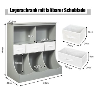 Παιδική Ραφιέρα για Παιχνίδια με 5 Ράφια & 3 Συρτάρια Γκρι Costway ...