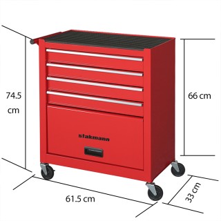 STAKMANN Κόκκινο Καροτσάκι Εργαλείων με 4 Συρτάρια Κατασκευασμένο α...