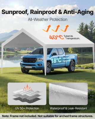 VEVOR Αντικατάσταση Κάλυψης Carport 3.6 x 6 m - UV Ανθεκτικό & Αδιά...