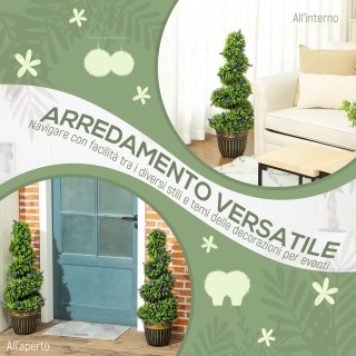 HOMCOM Σετ 2 Τεχνητών Φυτών Σπείρα από PE 90 εκ. με Συμπεριλαμβανόμ...