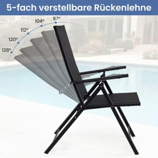 Costway Σετ 2 Πτυσσόμενες Καρέκλες Κήπου/Μπαλκονιού με Μπράτσα και ...