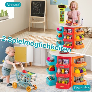 Costway 76 τεμάχια Σούπερ Μάρκετ με Καρότσι, Ζυγαριά & Σκάνερ Παιχν...