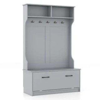 Γκρίζια Γκαρνταρόμπα με Πάγκο και 5 Διπλά Κρεμάστρες 100 x 40 x 160...