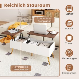 Ρυθμιζόμενο Τραπέζι Καφέ με Ανυψούμενη Επιφάνεια και 2 Κρυφούς Αποθ...