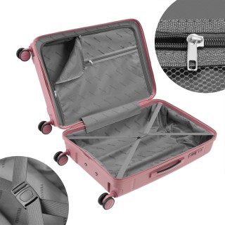 PROVITERA Σετ 3 Ροζ Σκληρές Βαλίτσες ABS 90-59-38L με Ρόδες Easy Ro...