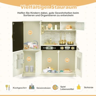 Costway Παιδική Κουζίνα Παιχνιδιού με Πίνακα 82 x 24 x 80 εκ Κρεμ Λ...