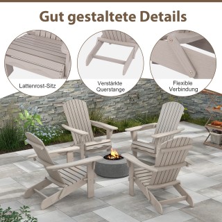 Costway Πτυσσόμενη Ξύλινη Καρέκλα Adirondack με Ψηλή Πλάτη για Κήπο...