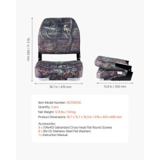 VEVOR Διπλό Σετ Καμουφλάζ Καθισμάτων Βάρκας με Αναδιπλούμενη Πλάτη ... VEVOR Διπλό Σετ Καμουφλάζ Καθισμάτων Βάρκας με Αναδιπλούμενη Πλάτη ...