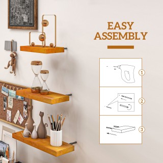 HOMCOM Σετ 3 ντιζάιν ράφια τοίχου σε ξύλο πεύκου, 30/40/50x18x3,6 c... HOMCOM Σετ 3 ντιζάιν ράφια τοίχου σε ξύλο πεύκου, 30/40/50x18x3,6 c...