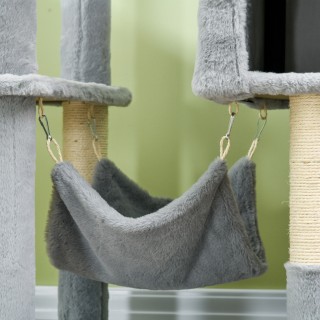 PawHut Cat Tree με αιώρα, κρεβάτι και 2 σπίτια, σε μοριοσανίδα και ...