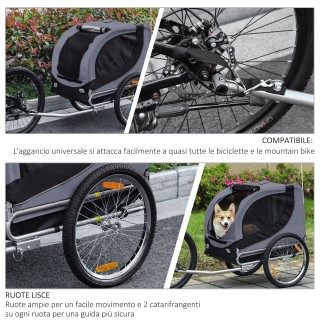 PawHut Bike Trailer για σκύλους μεσαίου μεγέθους με πλαϊνά παράθυρα...