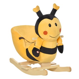 HomCom Wooden Rocking Horse Bee για Παιδιά 60 x 33 x 45 cm Κίτρινο ...