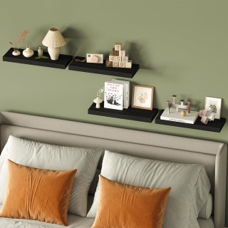 BAKAJI Σετ 4 Μαύρα Ξύλινα Ράφια Τοίχου Πολυχρηστική Ραφιέρα 02841406 BAKAJI Σετ 4 Μαύρα Ξύλινα Ράφια Τοίχου Πολυχρηστική Ραφιέρα 02841406