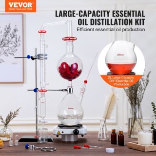 Σετ Απόσταξης Αιθέριων Ελαίων VEVOR 2000ml με Θερμαντική Πλάκα 1000...