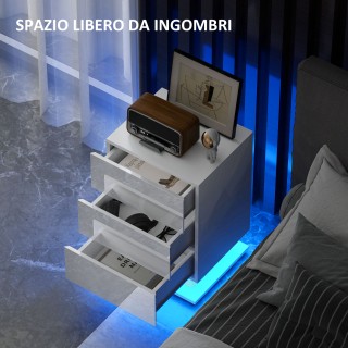 HOMCOM Μοντέρνο Κομοδίνο με LED και Τηλεχειριστήριο, 40x35x60 εκ. 8...