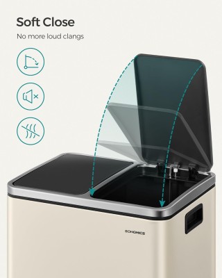 SONGMICS Διπλός Κάδος Απορριμμάτων 15L με Πεντάλ και Απαλό Κλείσιμο... SONGMICS Διπλός Κάδος Απορριμμάτων 15L με Πεντάλ και Απαλό Κλείσιμο...