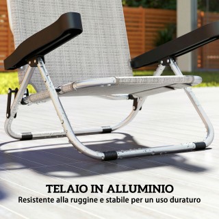 Outsunny Σετ 2 Πτυσσόμενες και Ανακλινόμενες Ξαπλώστρες με Προσκέφα...