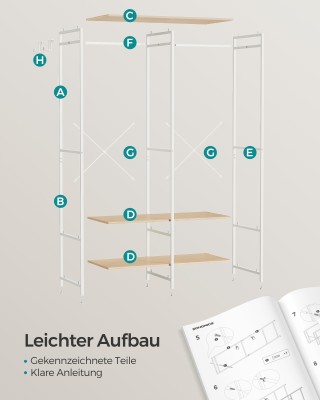 Φορητή Ντουλάπα SONGMICS, 40 x 94.5 x 180 cm, Μπεζ Φορητή Ντουλάπα SONGMICS, 40 x 94.5 x 180 cm, Μπεζ