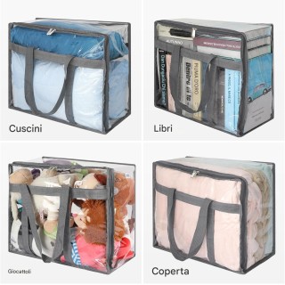 BAKAJI Σετ 4 Διαφανείς Σάκοι PVC 45x38x23 εκ. με Φερμουάρ και Ενισχ...