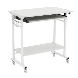 Costway Λευκός Κινητός Γραφείο με Πληκτρολογίου και Κάτω Ράφι CB108...