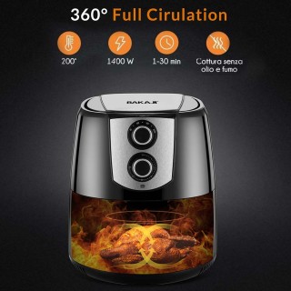 BAKAJI  Φριτέζα Αέρος Χωρίς Λάδι Airfryer 4,4 Λίτρα Τηγανίζει Ψήνει...
