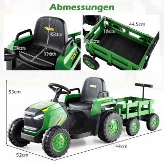 Costway Ηλεκτρικό όχημα τρακτέρ για παιδιά με αποσπώμενο ρυμουλκό &...