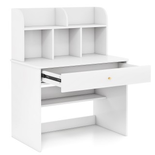 Costway Παιδικό Γραφείο με Συρτάρι και Ράφι Λευκό HY10163WH