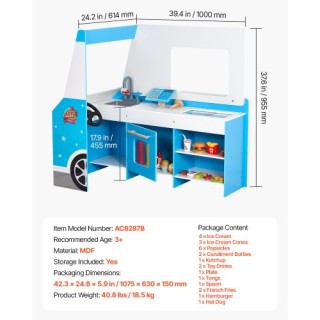 VEVOR Ξύλινο Παιχνίδι Παγωτατζίδικου Οχήματος για Παιδιά 3-7 Ετών D... VEVOR Ξύλινο Παιχνίδι Παγωτατζίδικου Οχήματος για Παιδιά 3-7 Ετών D...