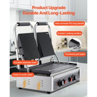 VEVOR Επαγγελματική Τοστιέρα Γκριλ με Πλάκα 48x23cm SYYBDBL3600WZ5A...