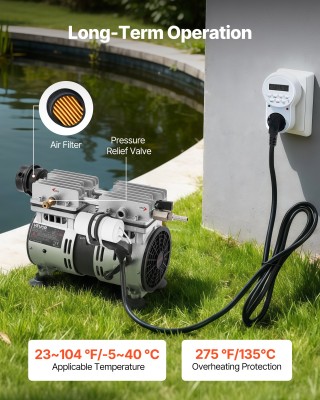 VEVOR Αεριστήρας Λίμνης, Αεροσυμπιεστής 5.2CFM 4/5HP για Λίμνες έως...