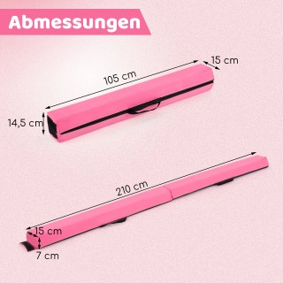 Costway Ροζ Πτυσσόμενη Δοκός Ισορροπίας 210 cm, Αντιολισθητική, για...