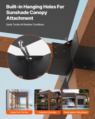 VEVOR Σετ 2 τμχ Γωνιακών Συνδέσμων για Περγολές και Ξύλινα Δοκάρια ...