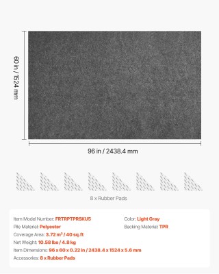 VEVOR Αντιολισθητικό Υπόστρωμα Χαλιού 2.44 x 1.52 m για Όλους τους ...