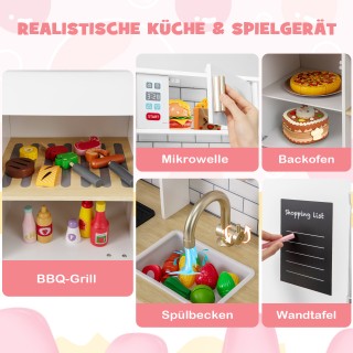 Costway Παιδική Κουζίνα με Παγωτομηχανή & Απορροφητήρα & Πίνακα - Ξ...