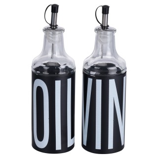 Villa DEste  Σετ καρυκευμάτων λάδι, ξύδι, αλάτι και πιπέρι από γυαλ...