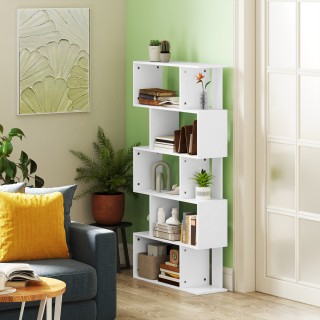 HOMCOM Λευκή Ασύμμετρη Βιβλιοθήκη 80x24x159 cm με 10 Ράφια 836-574V...
