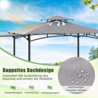 Costway Περίπτερο Ψησταριάς με Πλευρική Τέντα & Διπλή Στέγη & Πλευρ...