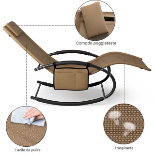 BAKAJI Καρέκλα Κήπου Κουνιστή Βαρύτητας Μηδέν Ξαπλώστρα Ύφασμα Καφέ...